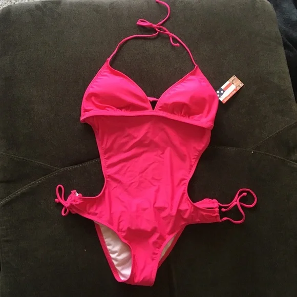 Fuchsia halter style monokini size XL NWT - Picture 4 of 4